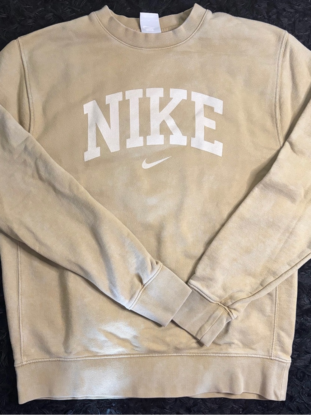 Nike Men’s Crewneck Sweatshirt in Beige with White Logo